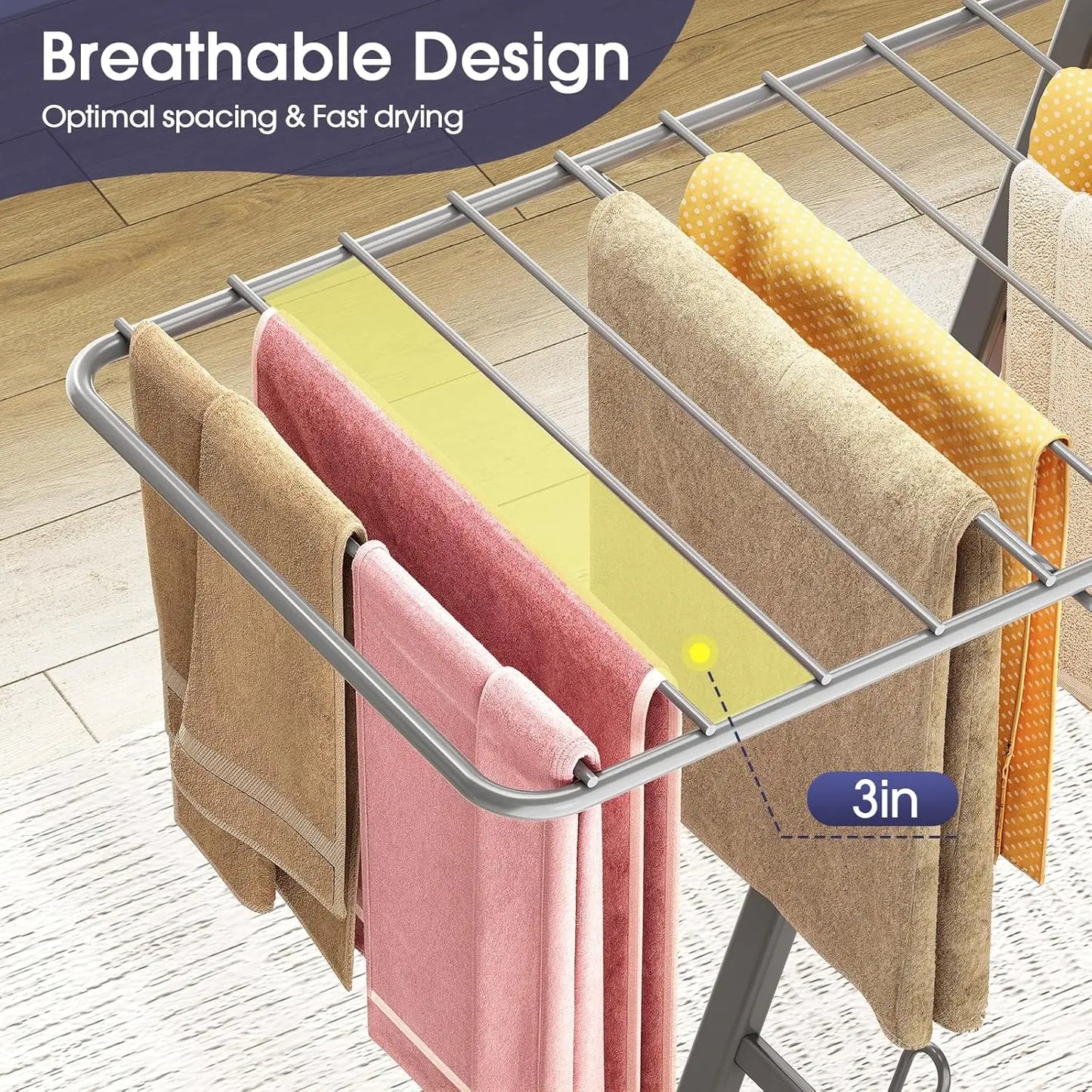 Clothes Drying Rack With 22 Rods Stainless Steel Airer