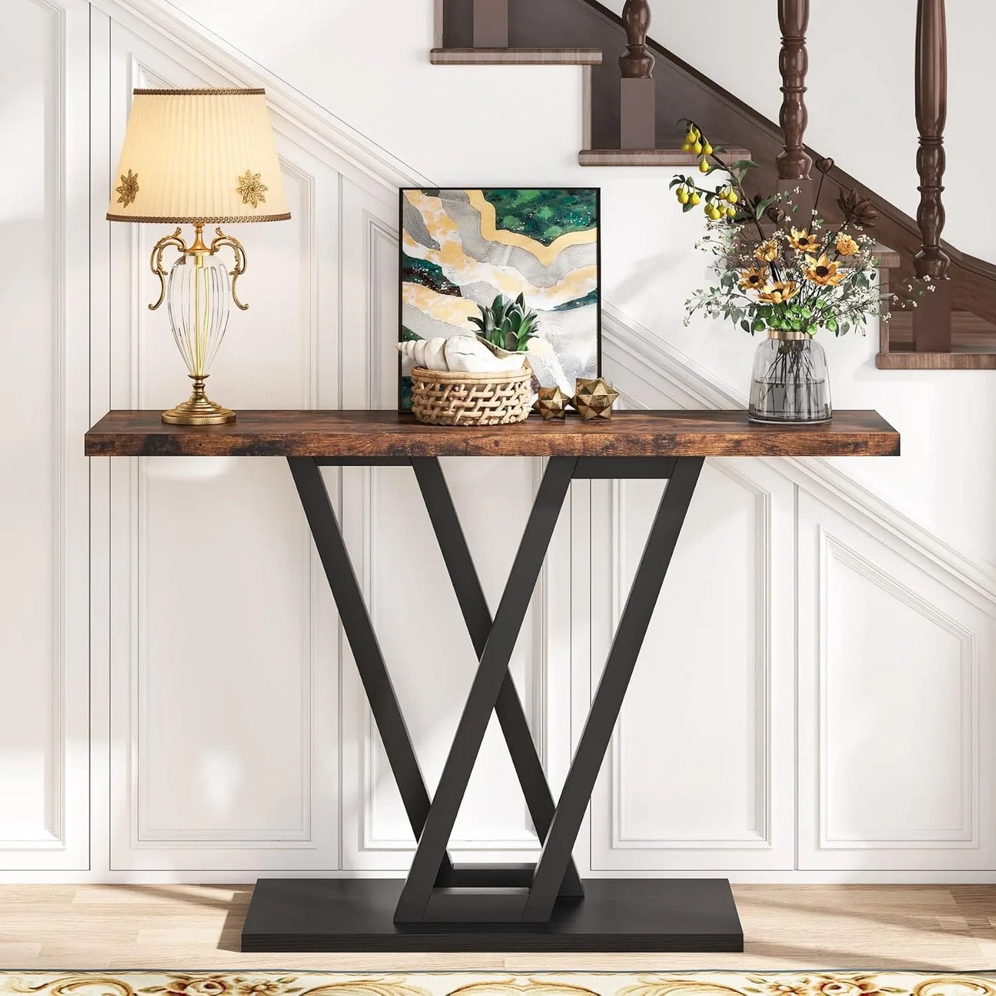 Little Tree Console Table Industrial Hallway Sofa Table For Entryway