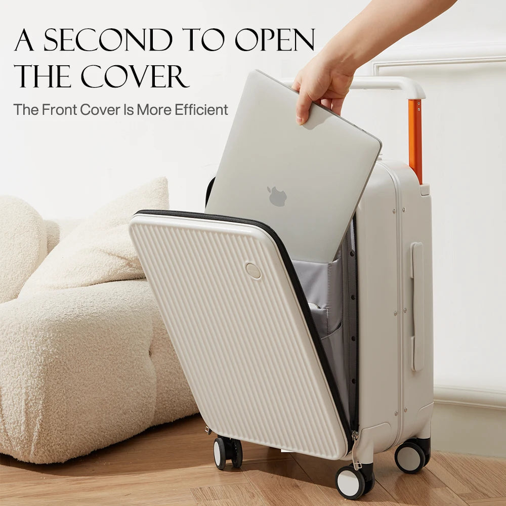 Mixi Front Laptop Pocket Suitcase Wide Handle Travel Luggage