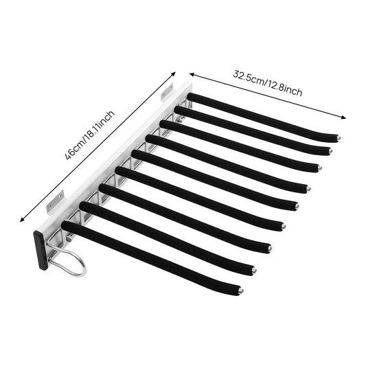 Bymaocar Pull Out Trousers Rack Nine Rods Wall Mount Organizer