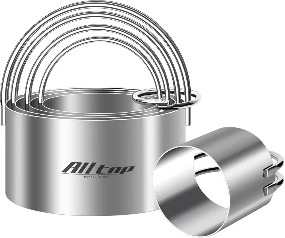 5-Piece Round Cookie Cutter Set Stainless Steel Ergonomic Handles