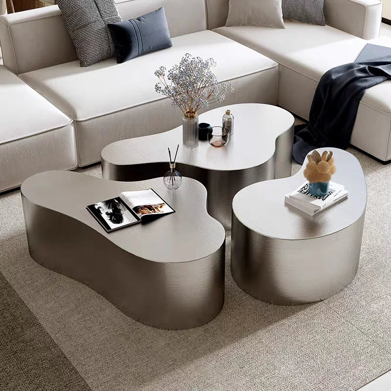 MDNG Modern Stainless Steel Coffee Table for Living Room Sealed Storage
