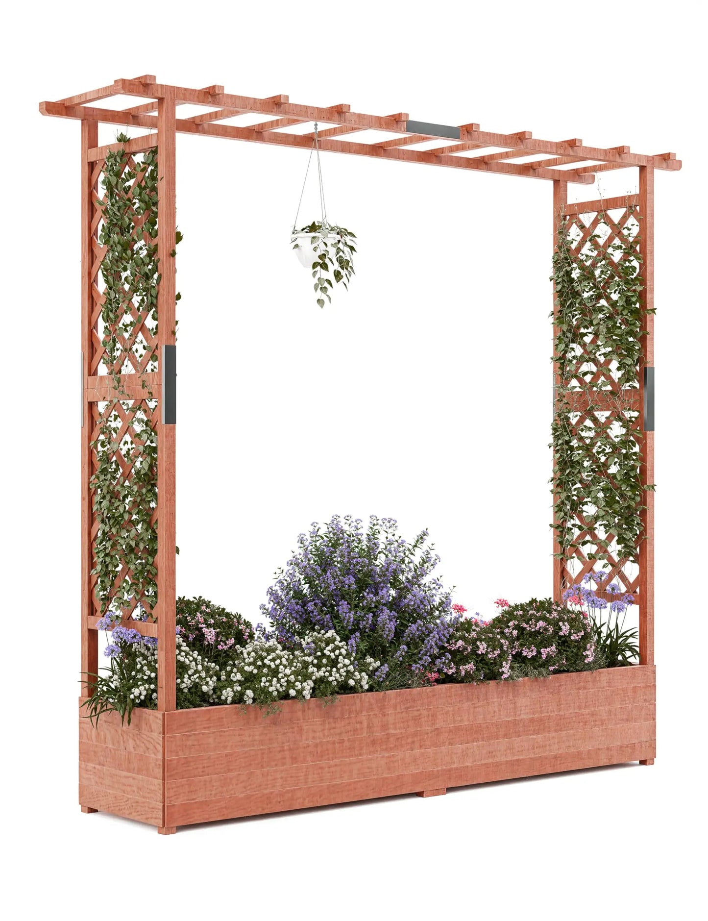 HiMISS Elevated Wooden Raised Garden Bed With Trellis Planter