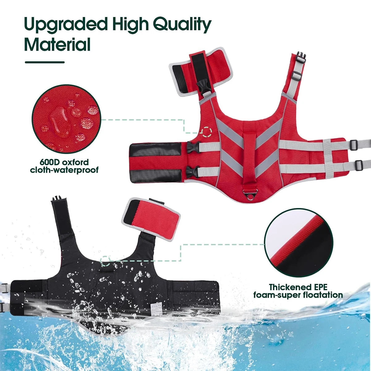 Waterproof Polyester Dog Life Jacket With Reflective Stripes For Safety