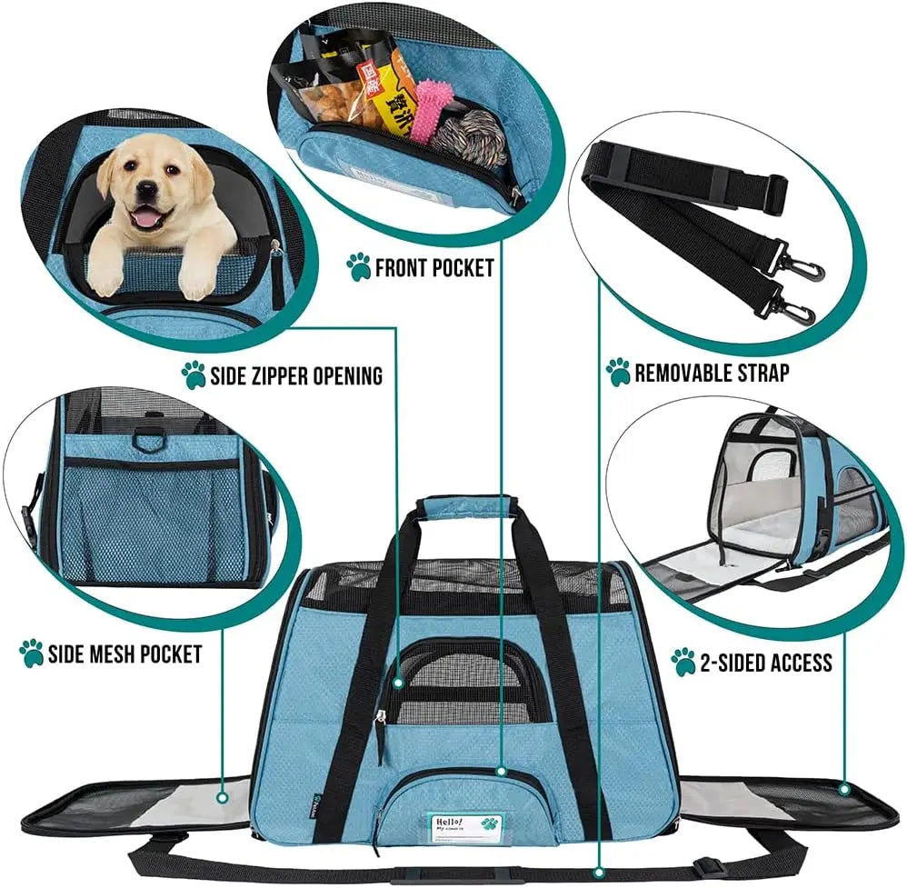 Airline Approved Soft Sided Pet Carrier With Ventilated Design And Sherpa Bed