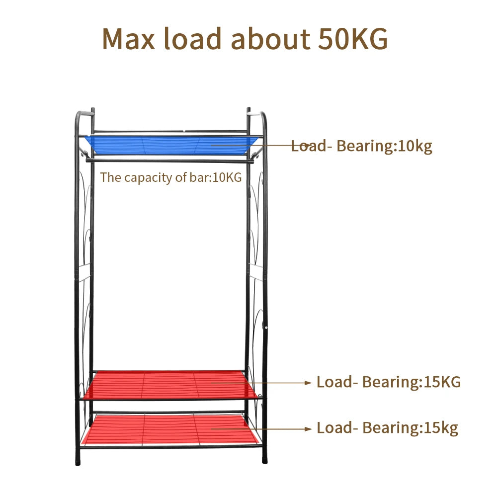 Heavy Duty Metal Clothes Rack Coat Stand Home Storage Organizer