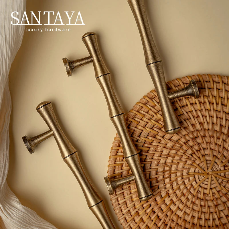 Santaya Brass Kitchen Cabinet Handles for Wardrobe Drawers