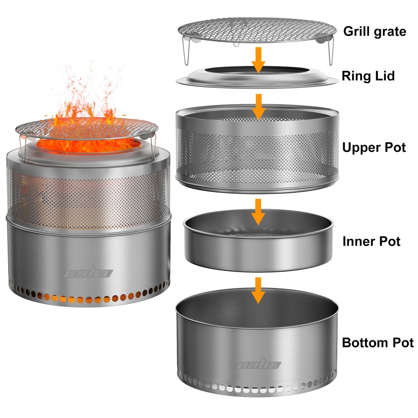 Smokeless Stainless Steel Outdoor Wood Burning Fire Pit