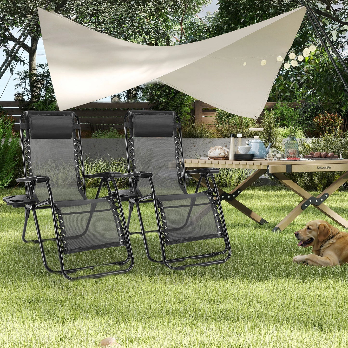 JHK Portable Zero Gravity Recliner Chairs With Cup Holders Outdoor