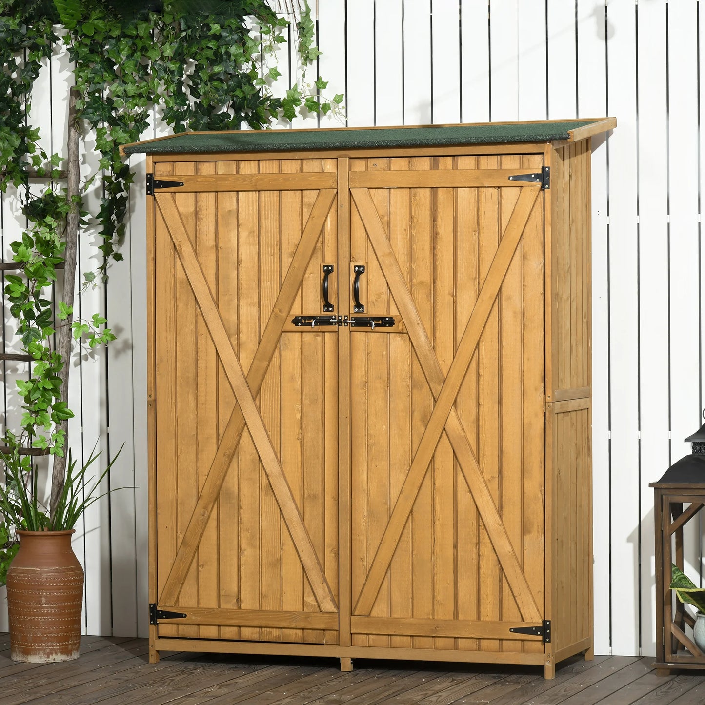 Outsunny Wooden Waterproof Garden Shed With Asphalt Roof