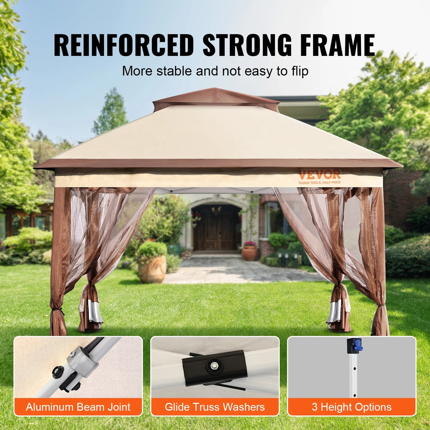 Portable Gazebo Canopy Tent Waterproof Collapsible Market Shelter