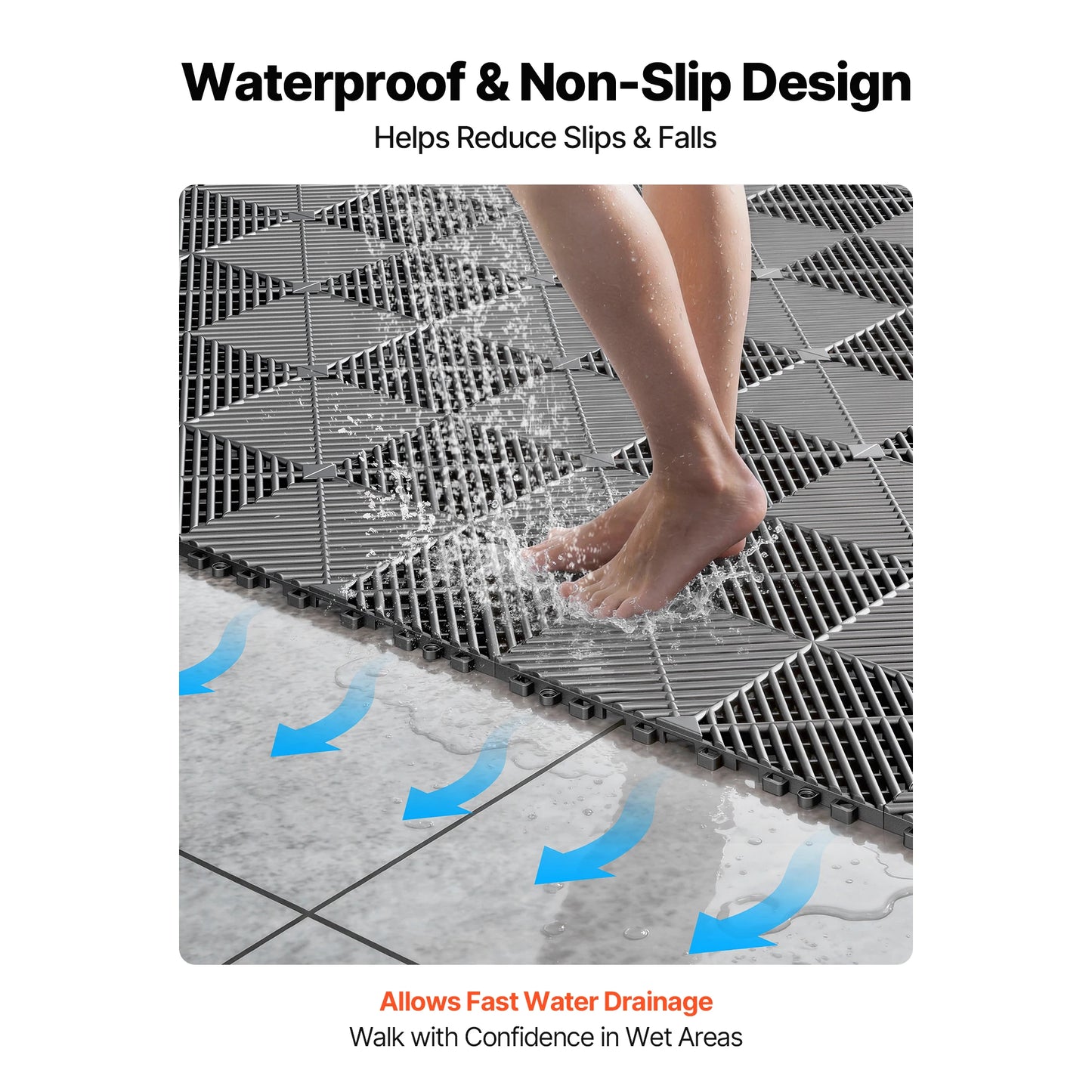 Interlocking Drainage Mats Non Slip Floor Tiles For Bathroom Kitchen