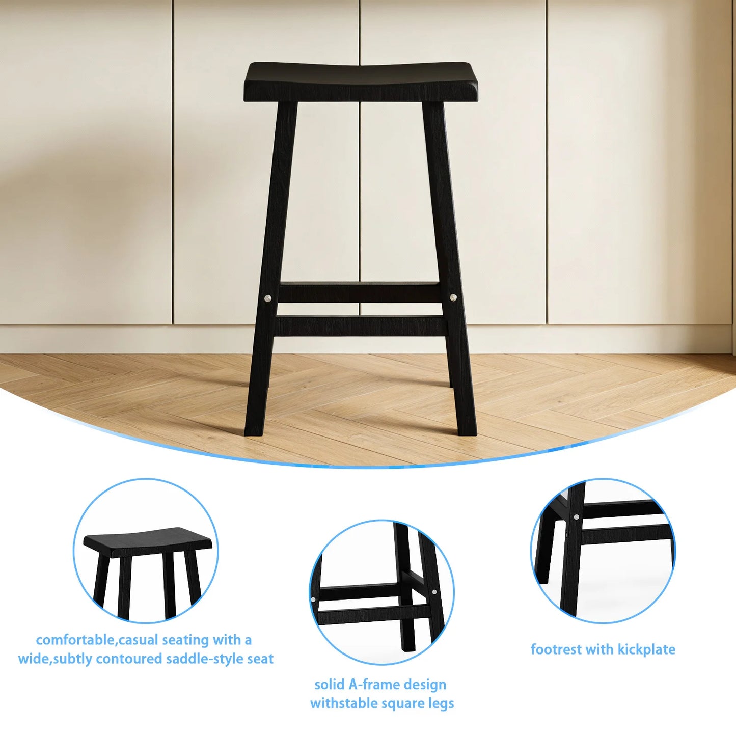 Saddle Bar Stools Set 2 Counter Height Wood Look Resin