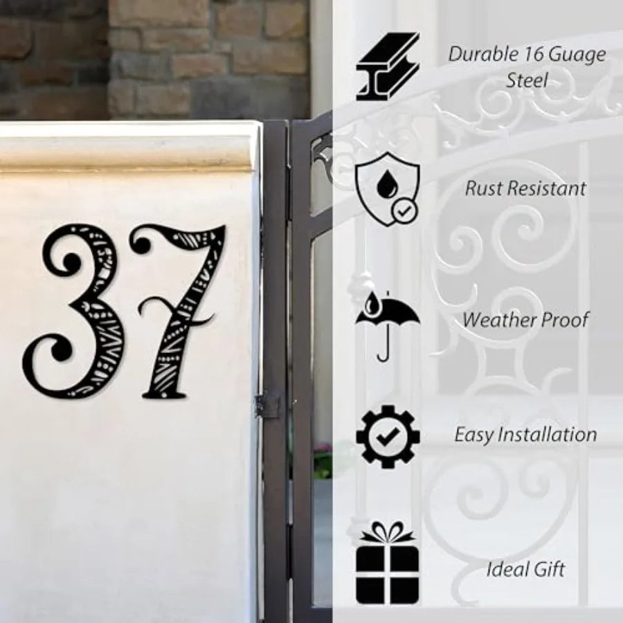 Henna Exterior Metal Address Plaque Custom Floating House Numbers