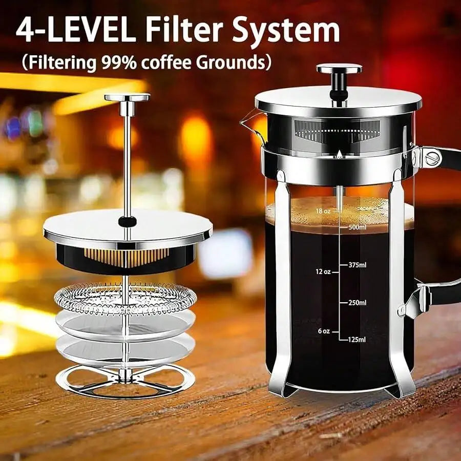 XMSJ 304 Stainless Steel French Press With Four Filters