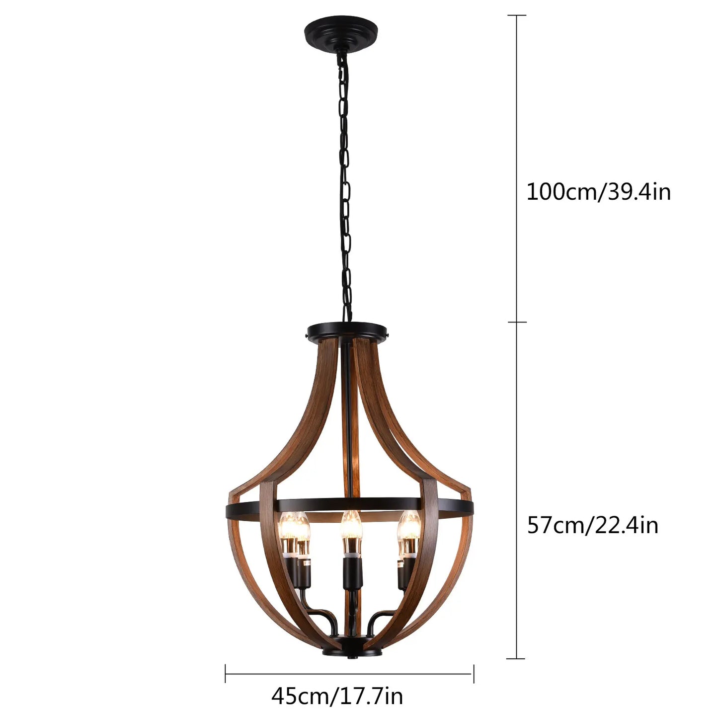 Modern Rustic Wooden Pendant Light Fixture For Kitchen Lighting
