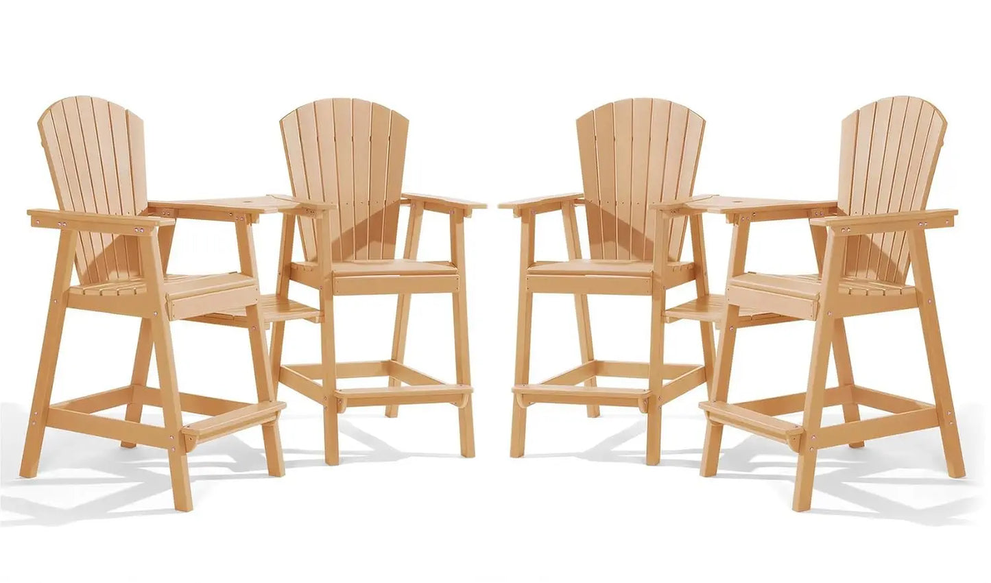 Bar Height Adirondack Chair Set Double Tray All Weather HDPE