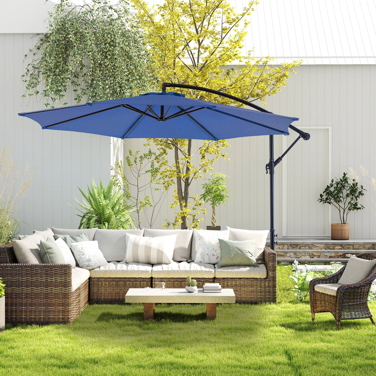 JHK Cantilever Umbrella With Easy Tilt UV Protection 8 Ribs