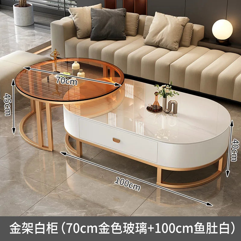 QWC Modern Nordic Wood Coffee Table With Built In Storage