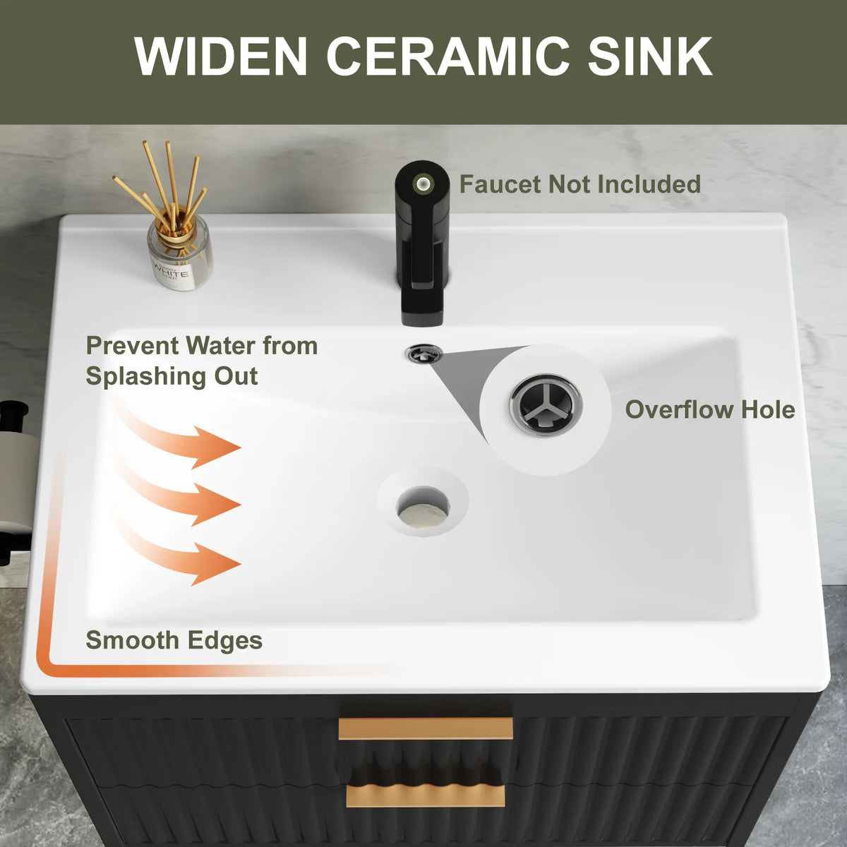 EVOKEDEN Floating Bathroom Vanity With Sink Wall Mounted Cabinet