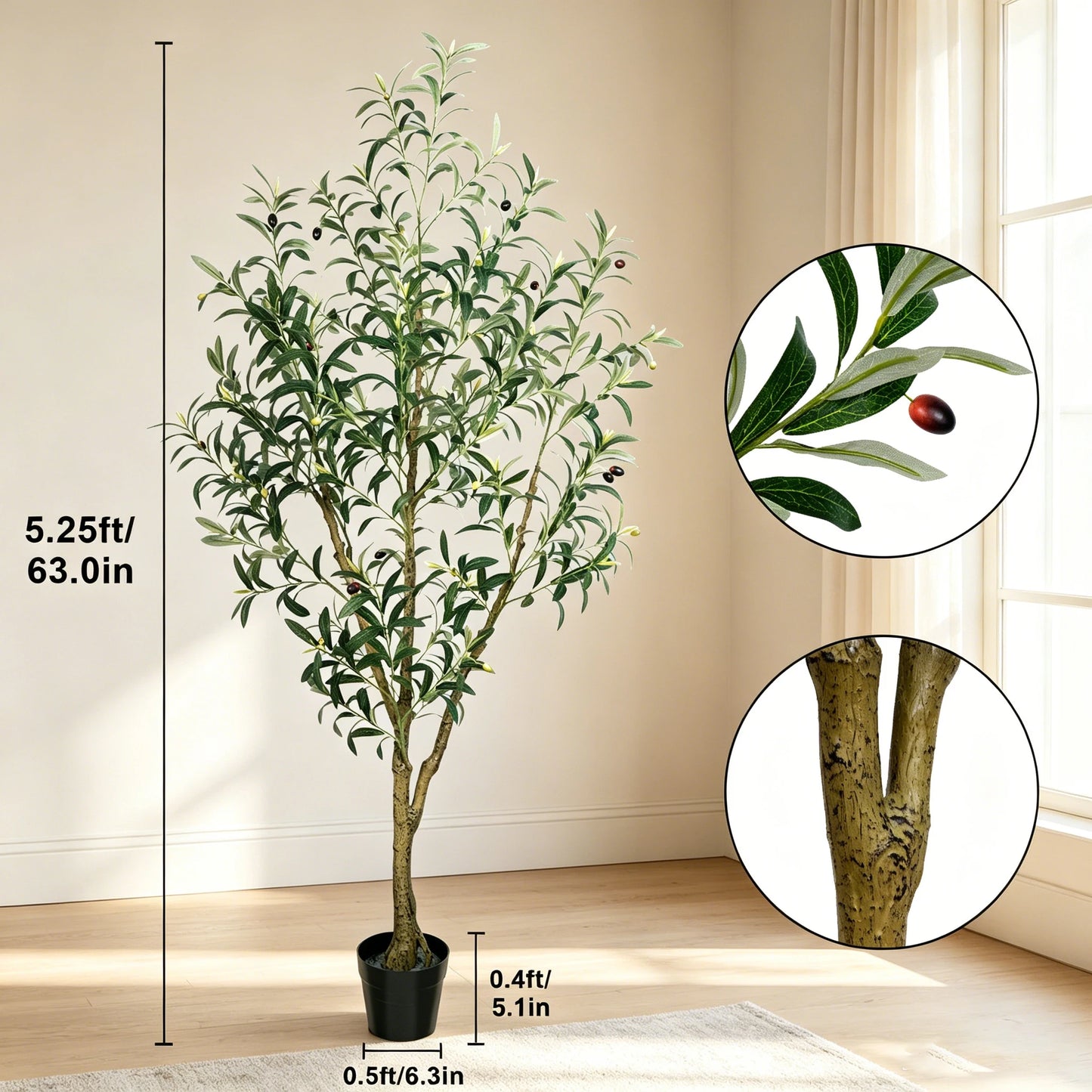 Olitree CN Olive Tree Artificial Indoor Plant With Wood Trunk