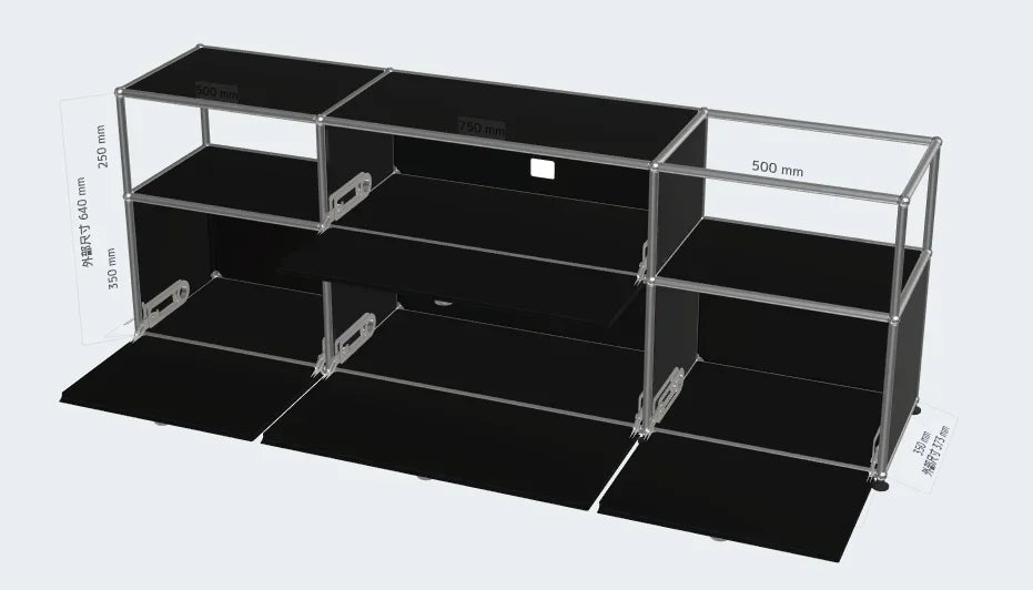 Bigcityfur Modern Metal Corner TV Stand Storage Cabinet