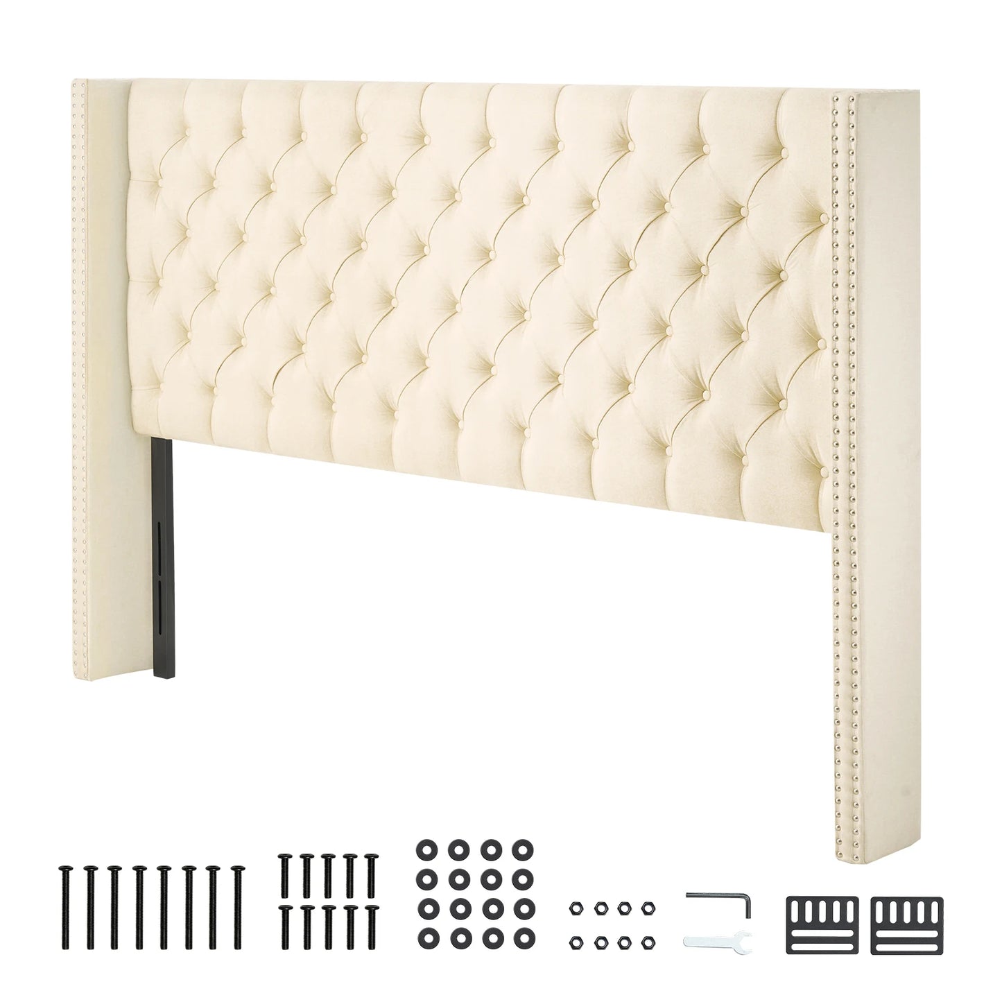 SucceBuy Adjustable Height Diamond Tufted Headboard for Beds