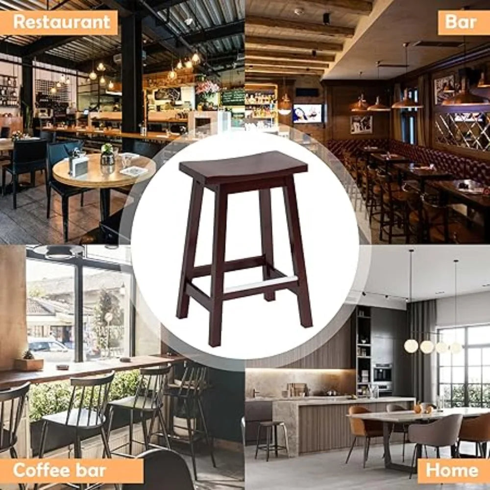 Solid Wood Counter Bar Stools Set Of 2 For Kitchen
