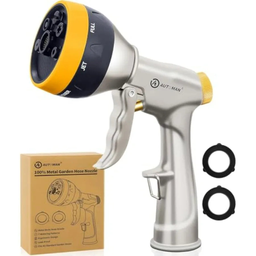 Garden Nozzle Sprayer 7 Pattern High Pressure Metal Hose Nozzle