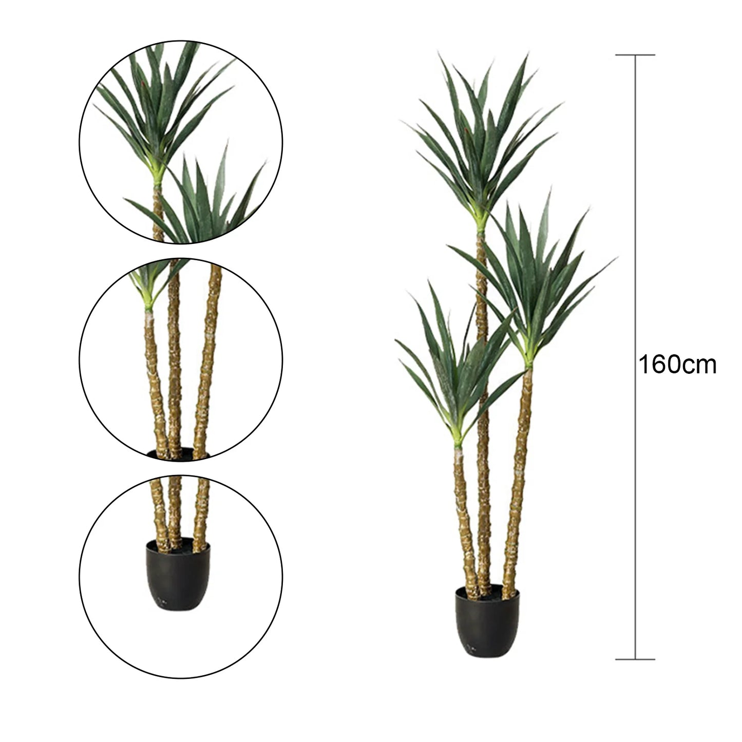 TWISTER.CK Artificial Agave Plant With Three Stems For Indoor Outdoor Decor
