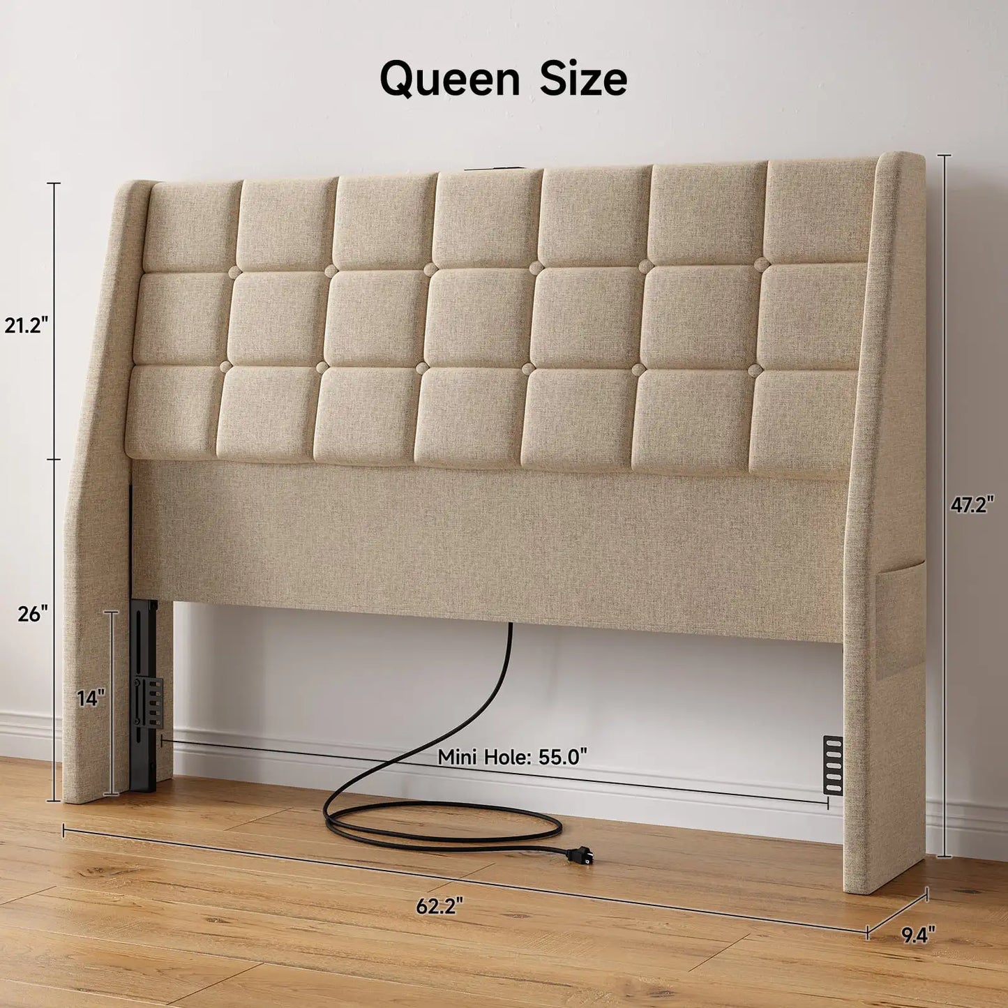 Onbrill Tufted Wingback Upholstered Modern Headboard For Bedroom