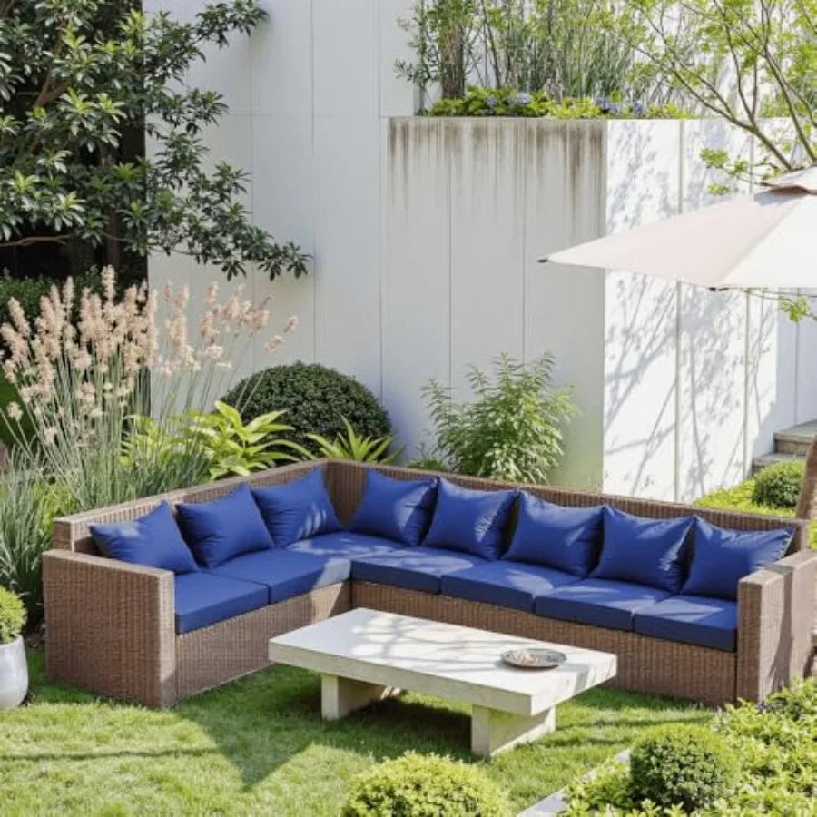 Outdoor Patio Seat Cushions Waterproof Fade Resistant With Removable Cover