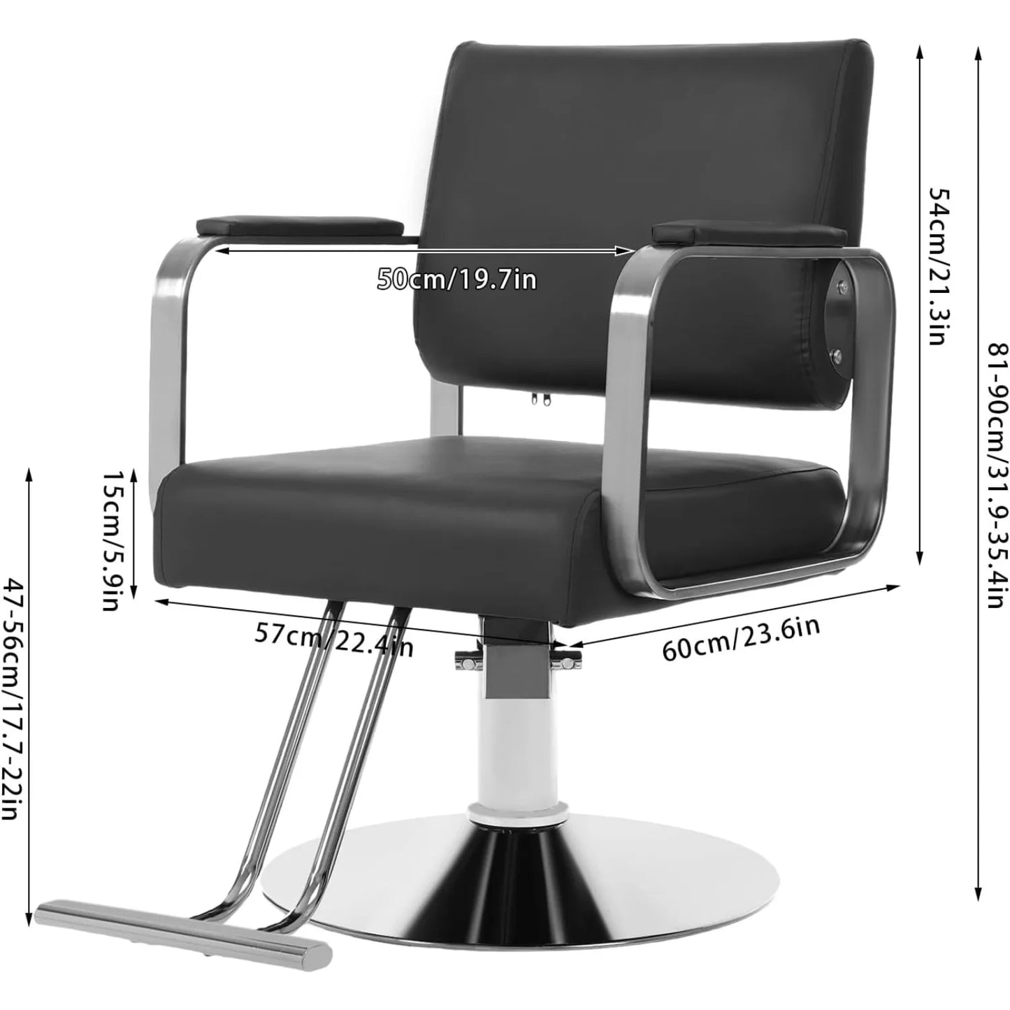 360 Degree Swivel Hairdressing Salon Chair Height Adjustable With Footrest