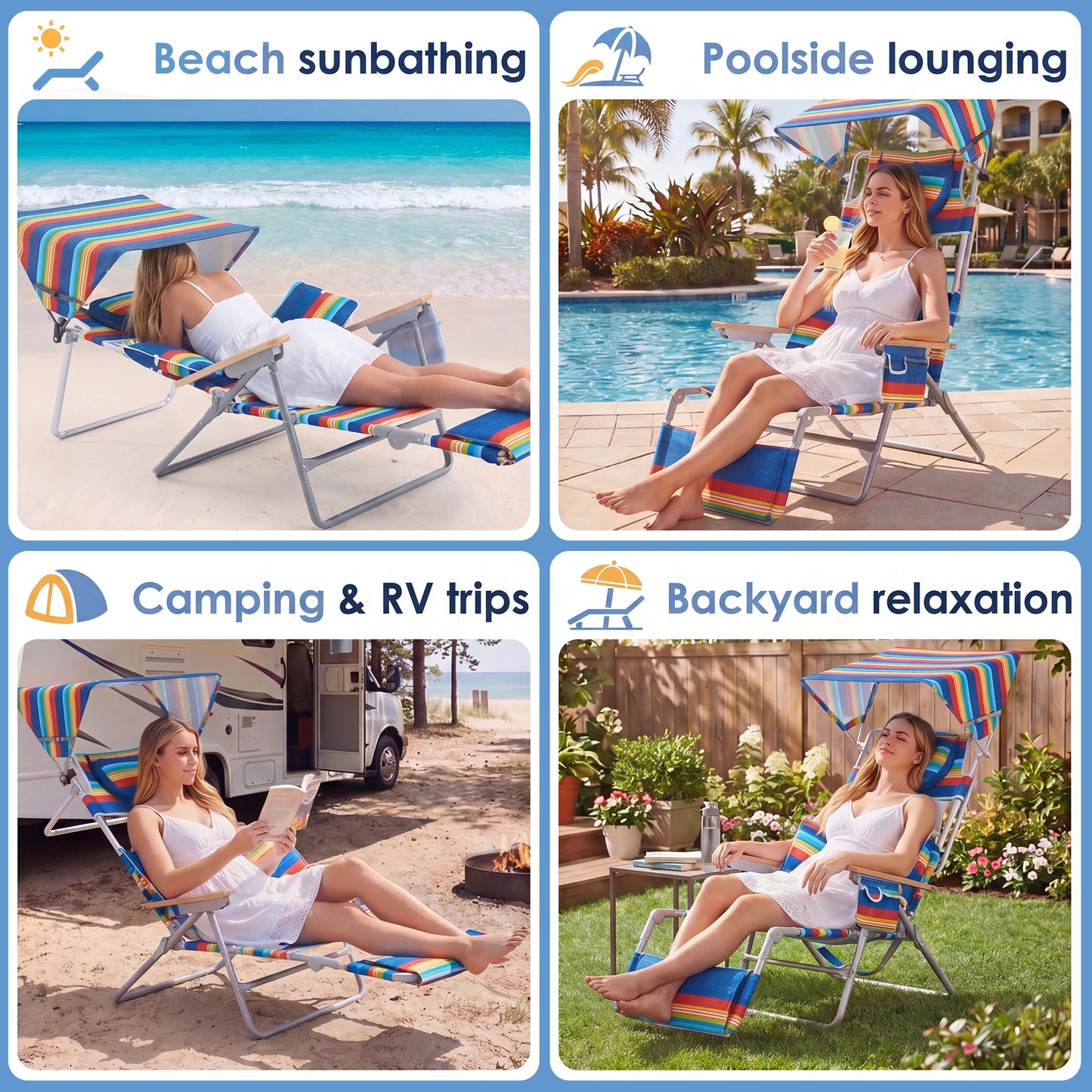 TCGBKAF Backpack Beach Chair With Five Position Footrest