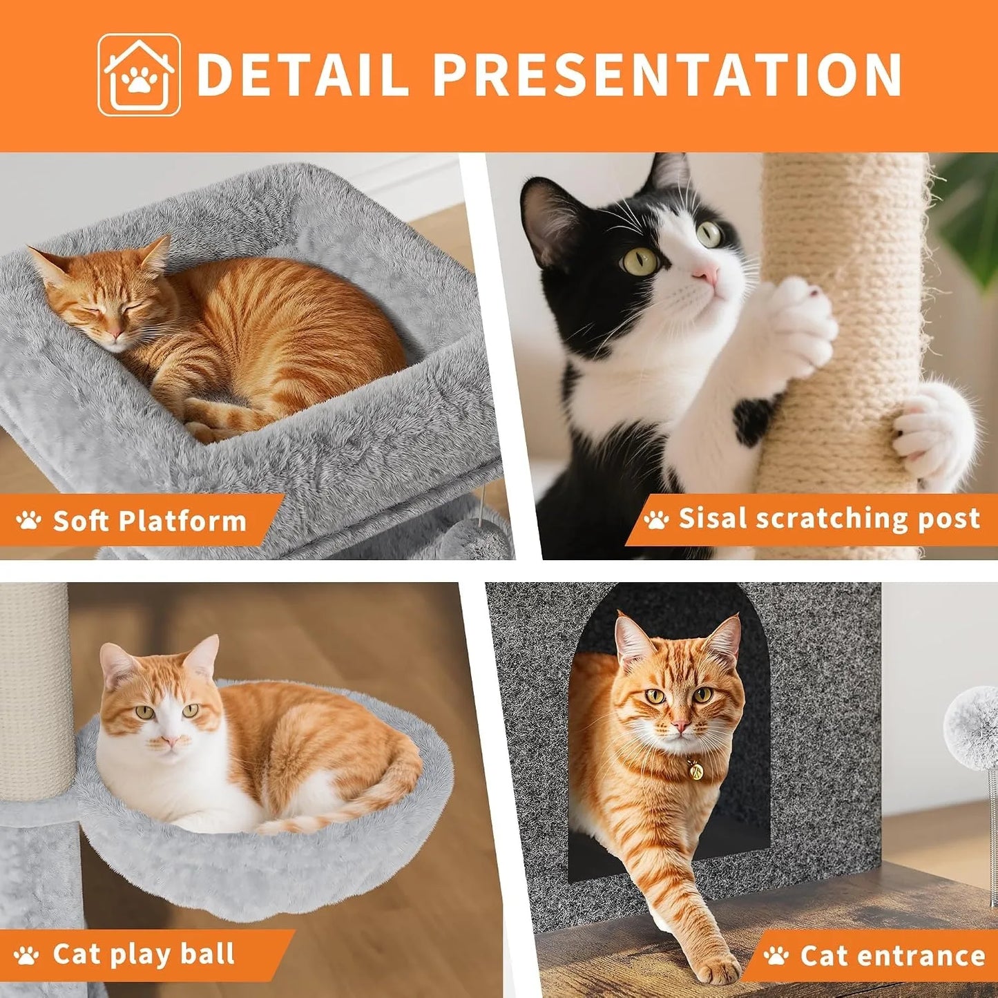 Three In One Modern Cat Tree With Hidden Litter Box Enclosure And Odor Control