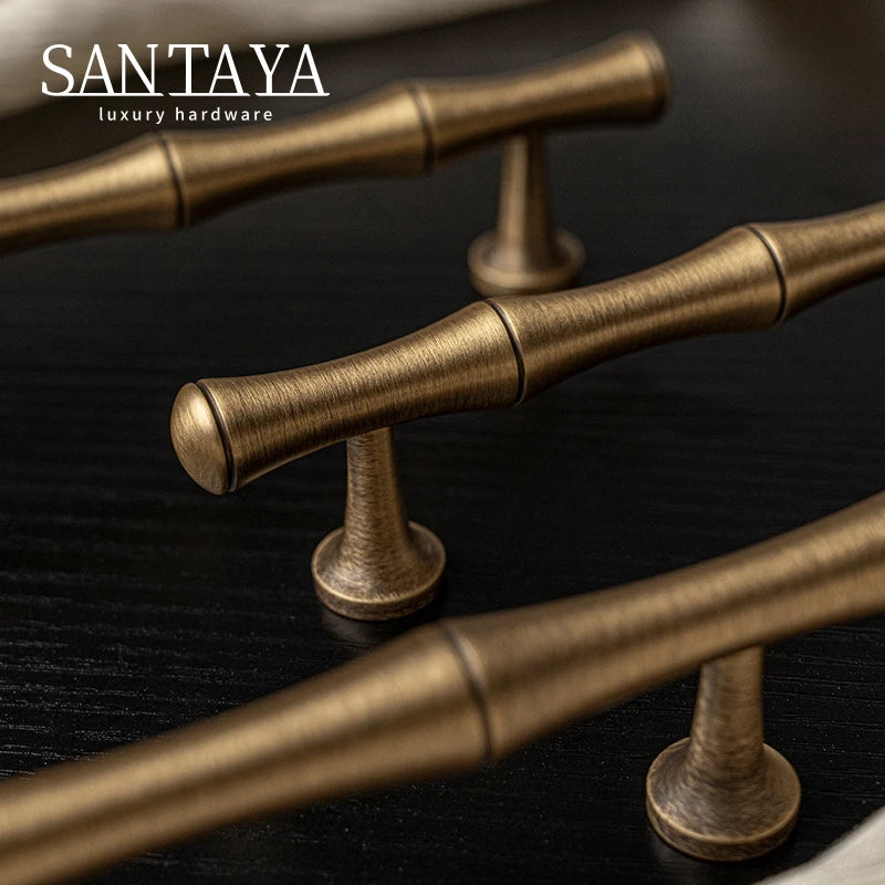 Santaya Brass Kitchen Cabinet Handles for Wardrobe Drawers