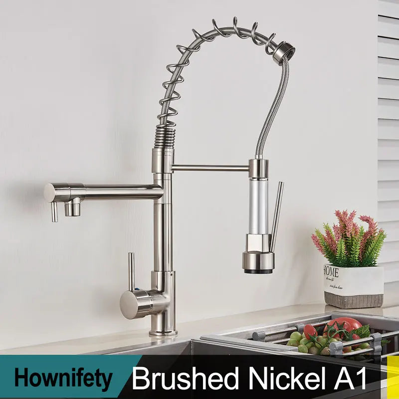 Hownifety Spring Kitchen Faucet with Pull Down Spout