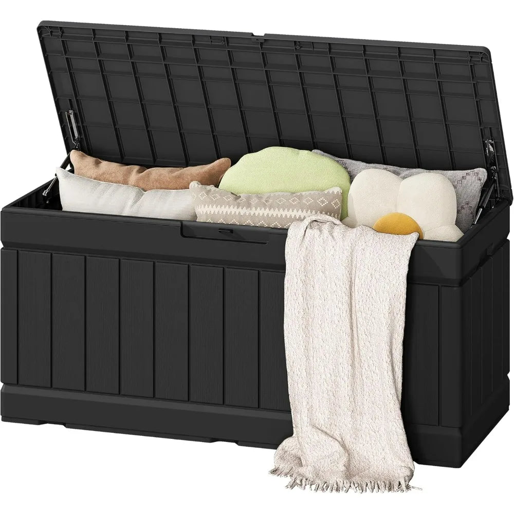 Resin Waterproof Outdoor Storage Deck Box With Wood Texture
