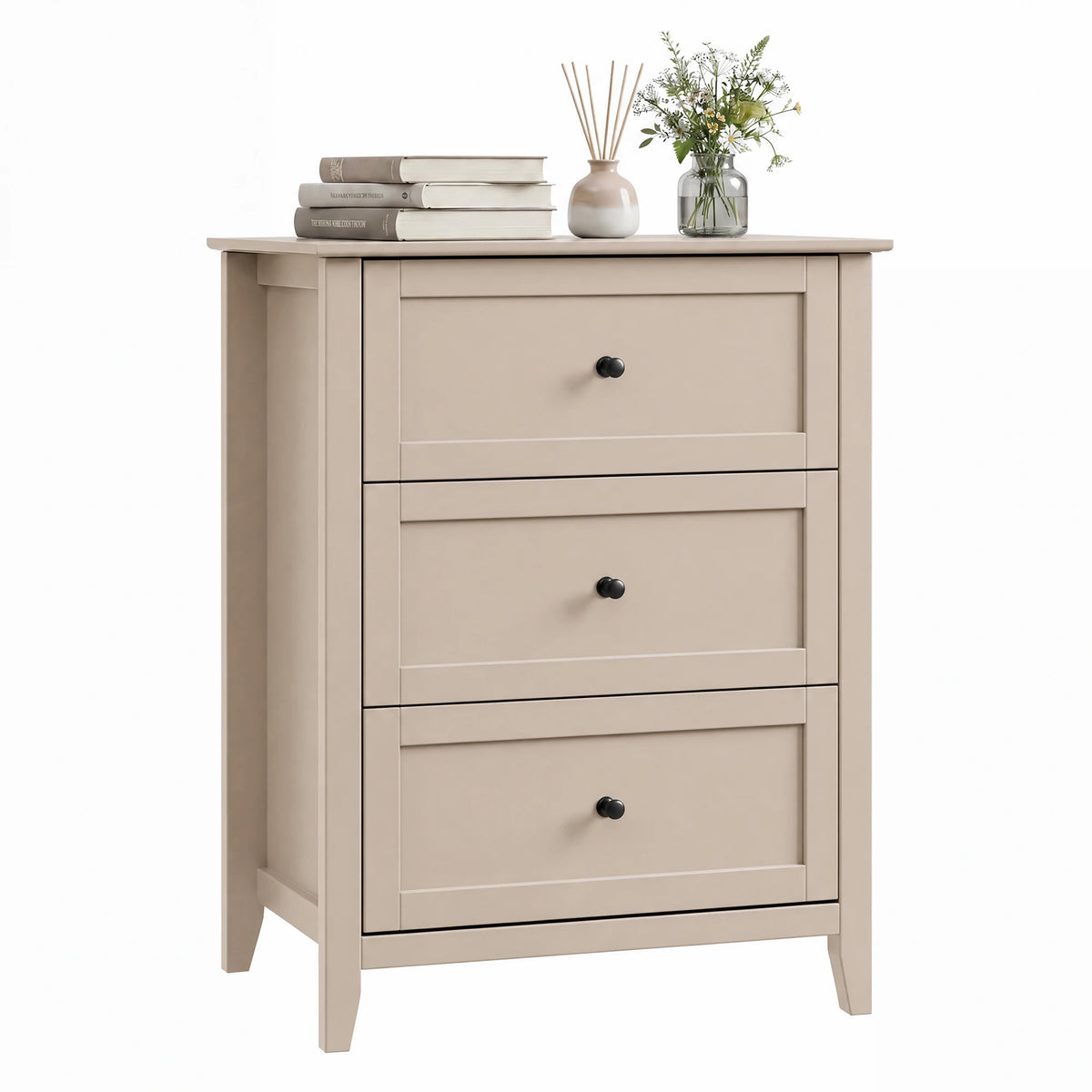Modern 3 Drawer Bedroom Nightstand Storage Cabinet With Easy Assembly