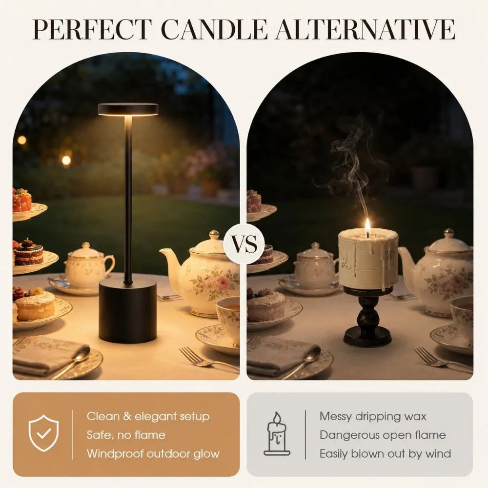 Cordless Table Lamp Set With Touch Control Dimmable 3 Modes Waterproof Portable
