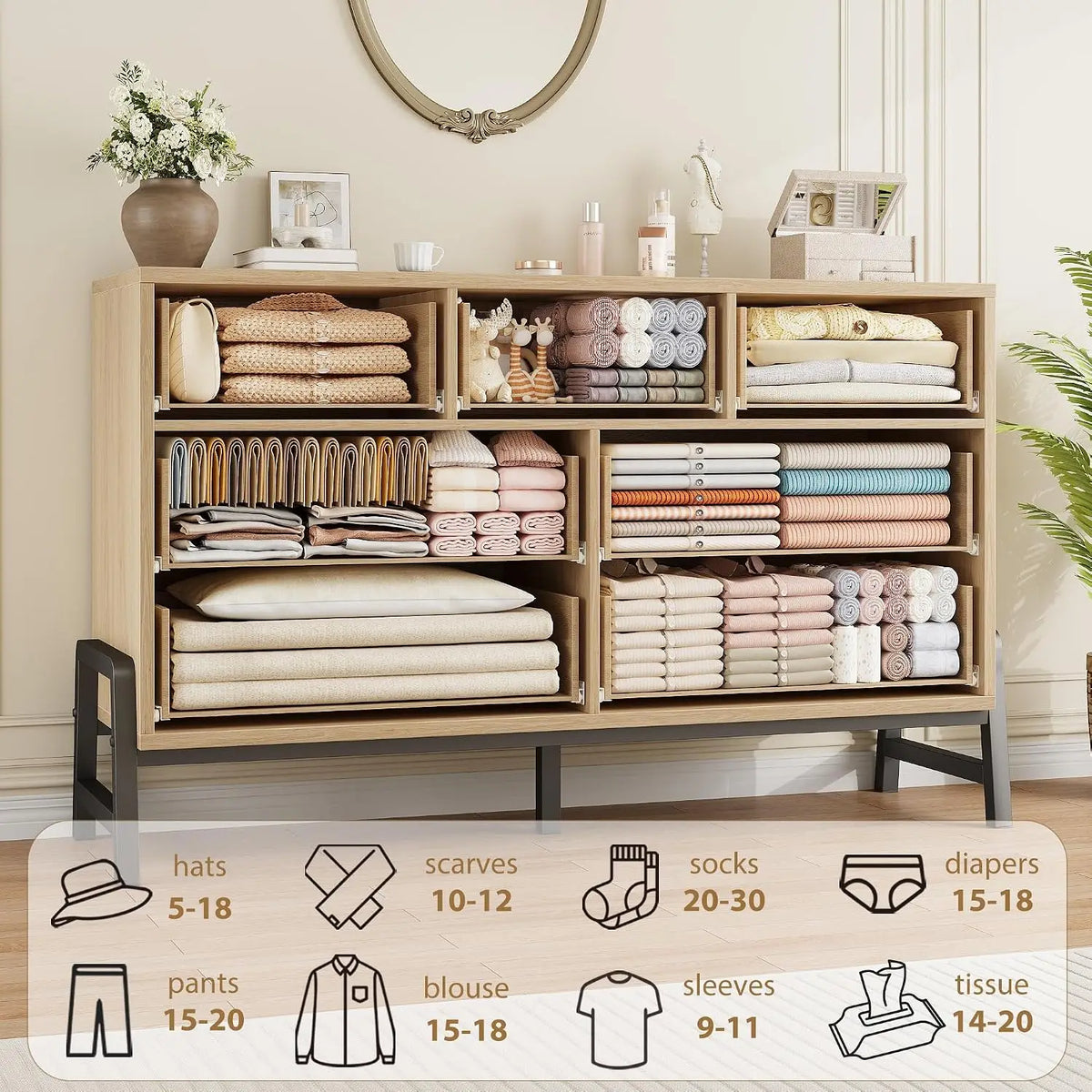 Garvee Modern Wooden Dresser Chest With Spacious Drawer Storage