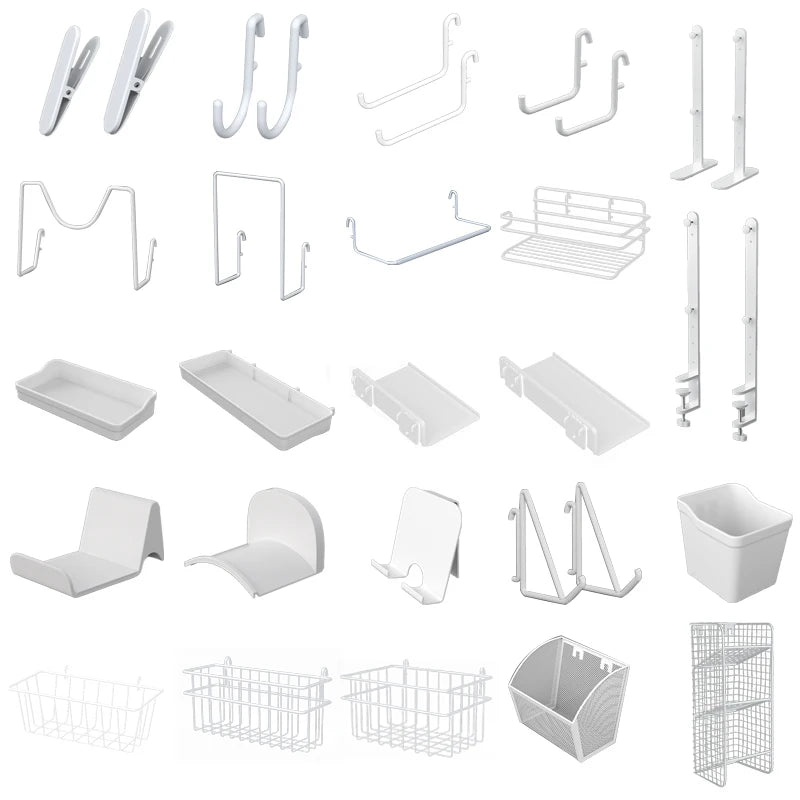 Wall Mounted Pegboard Organizer With Shelves For Desk Accessories