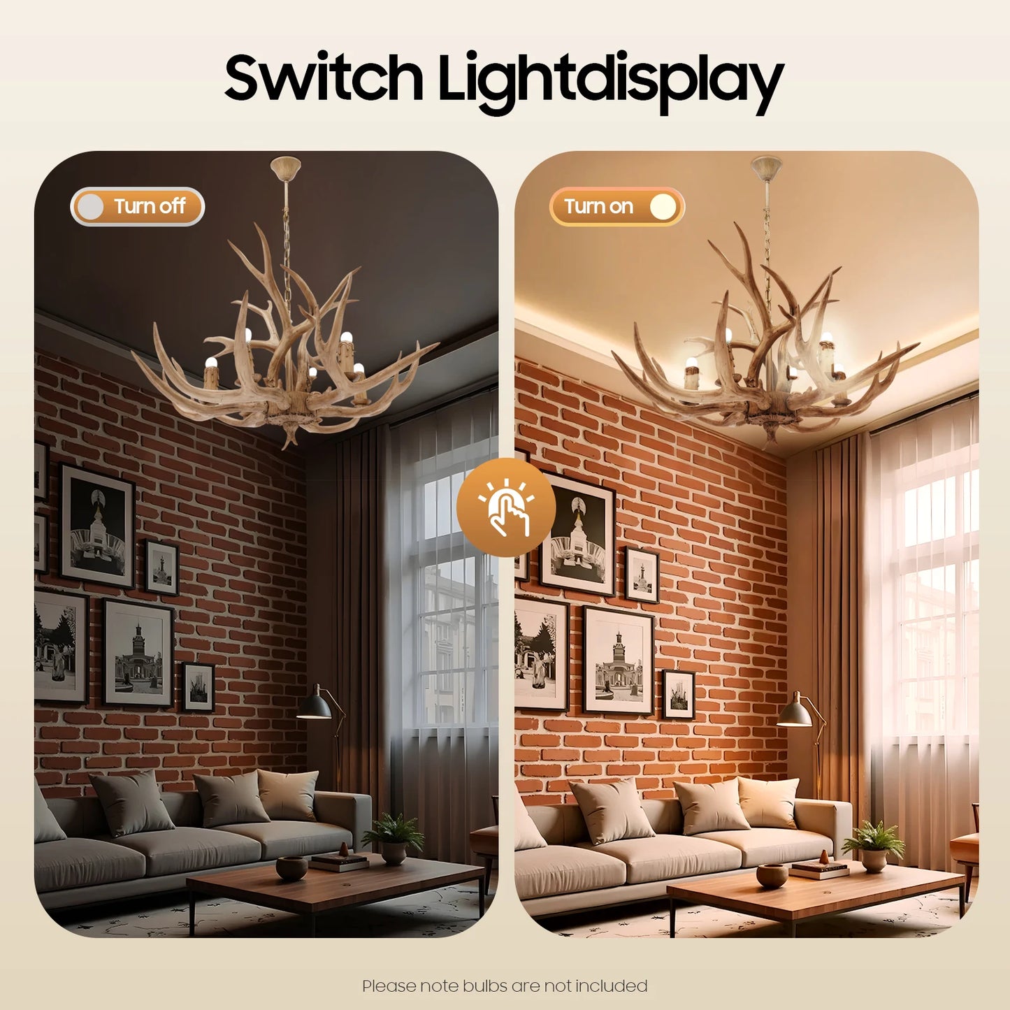 Resin Deer Antler Ceiling Light Chandelier Six Lights