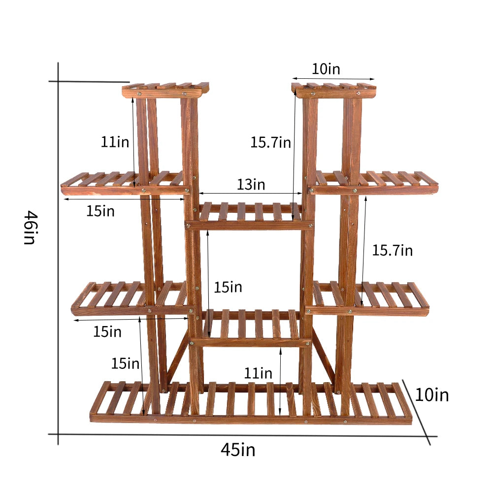 Wisfor Wooden Plant Shelf Indoor Outdoor Multi Tier Display Stand
