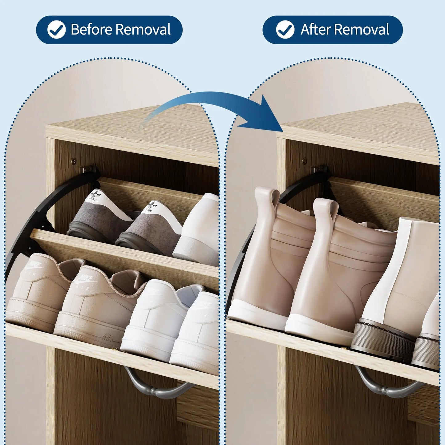 HiMISS Shoe Cabinet With 4 Flip Drawers And Adjustable Shelf For Entryway