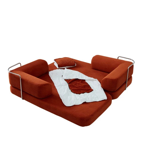 Floor Sofa Bed With Convertible Carpet Pillows And Enhanced Frame Stability
