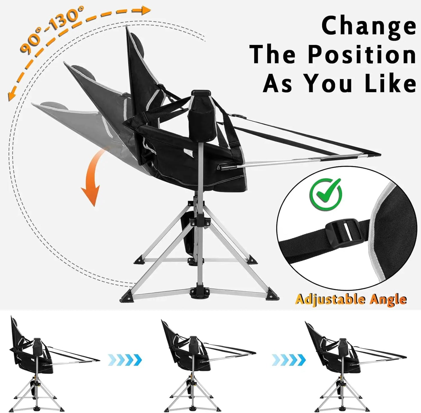 Two Pack Aluminum Hammock Chair With Footrest Portable Folding Swing Chair