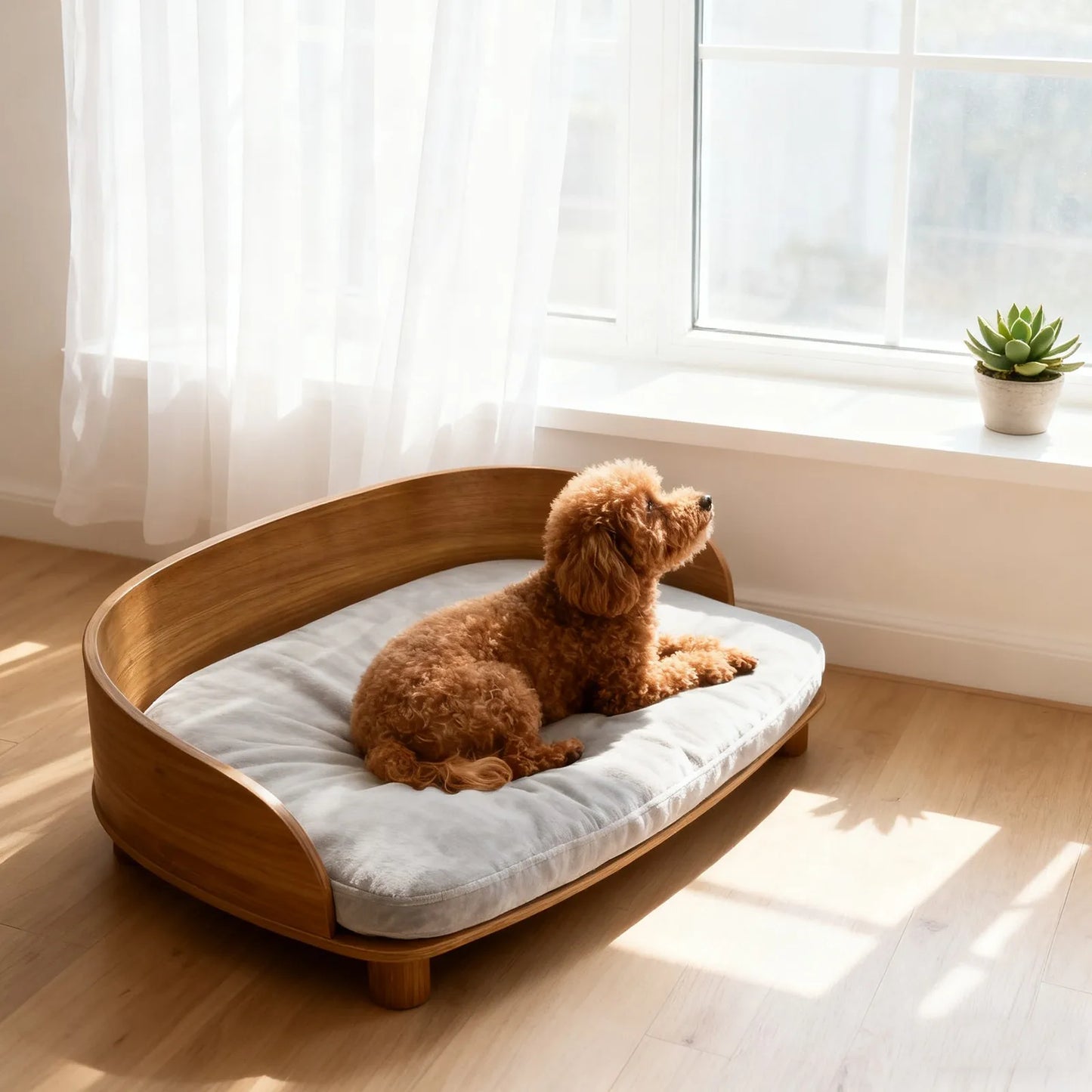 BORWART Elevated Wood Pet Sofa Bed For Small Dogs With Cushion