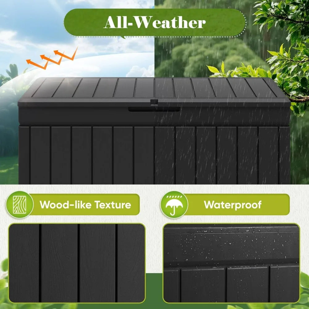 Resin Waterproof Outdoor Storage Deck Box With Wood Texture