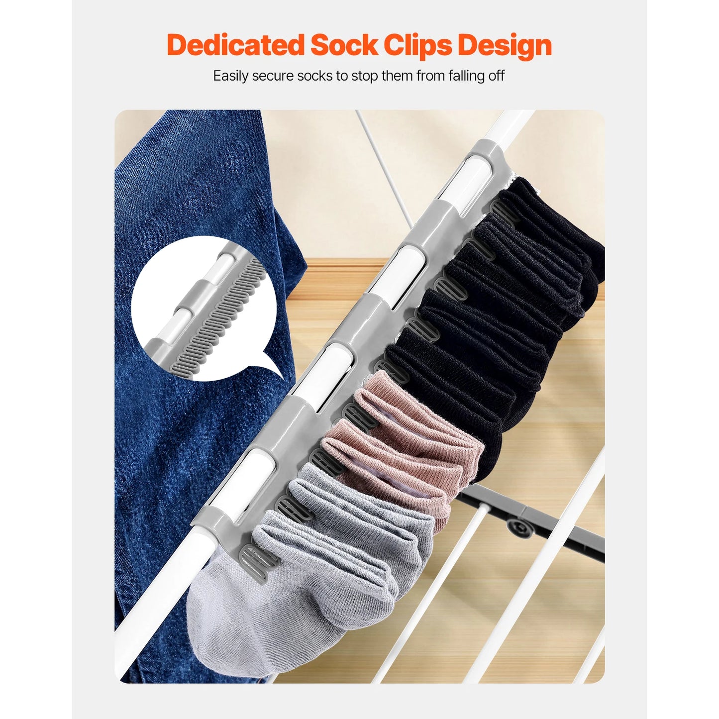 Clothes Drying Rack Foldable Laundry Dryer Rack With Sock Clips